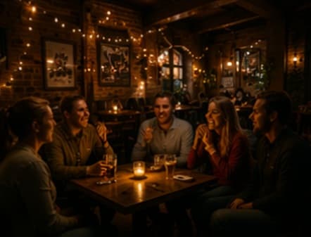 Interiørbilde fra pubmiljø